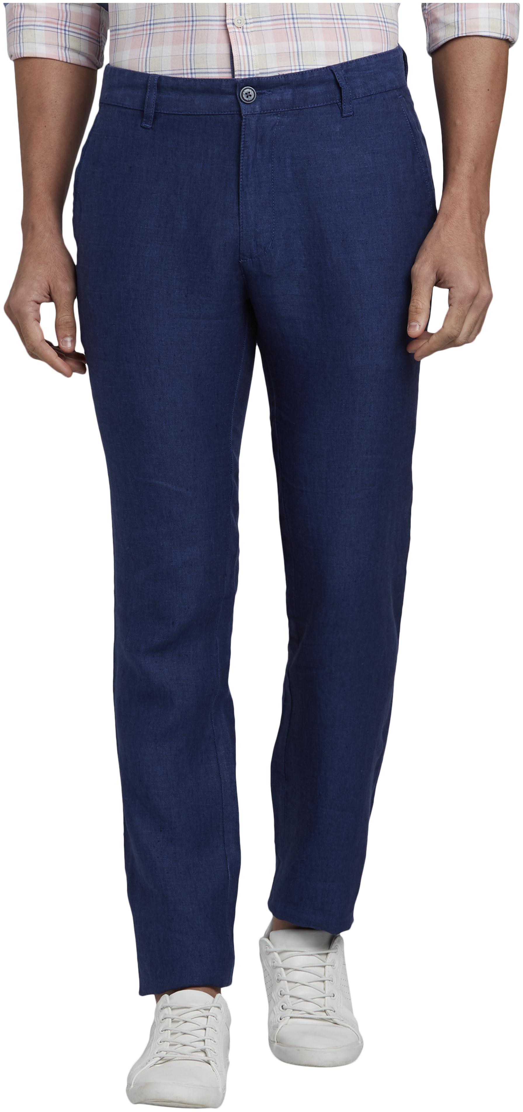 

Parx Men Blue Solid Tapered fit Regular trousers