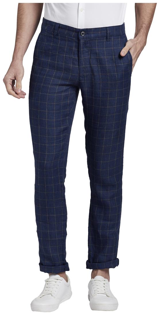 

Parx Men Blue Checked Slim fit Regular trousers