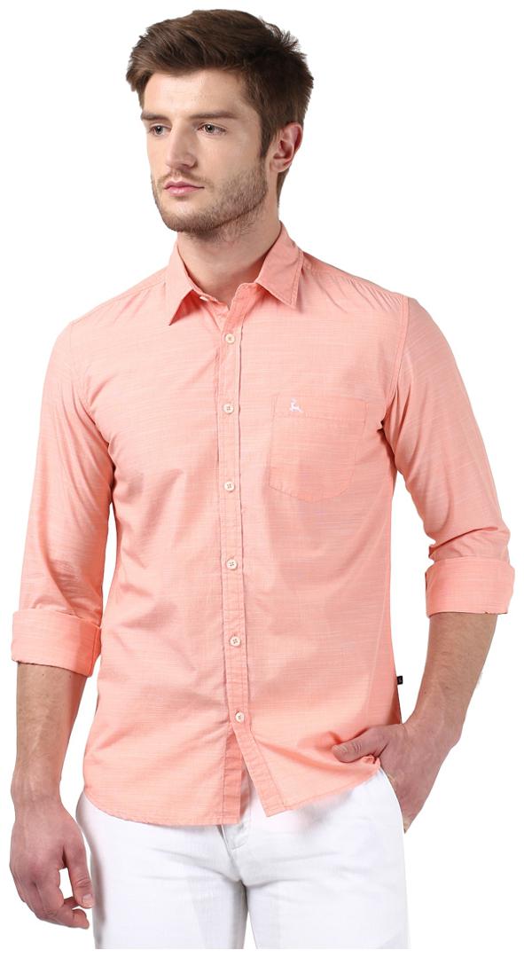 

Parx Men Orange Solid Slim Fit Casual Shirt