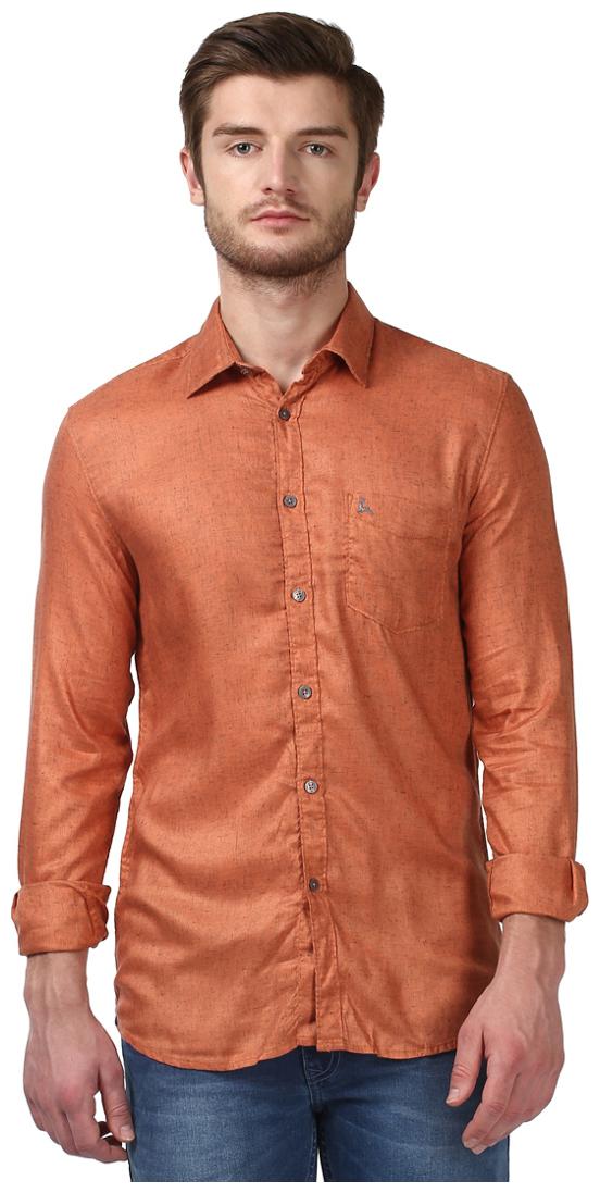 

Parx Men Orange Solid Slim Fit Casual Shirt