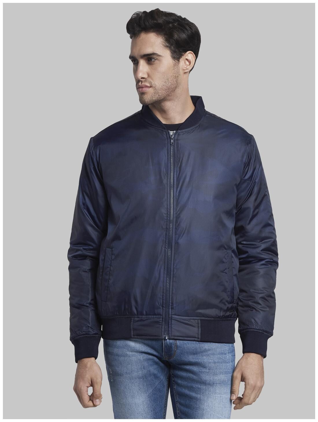 

Parx Men Blue Camouflage Bomber jacket