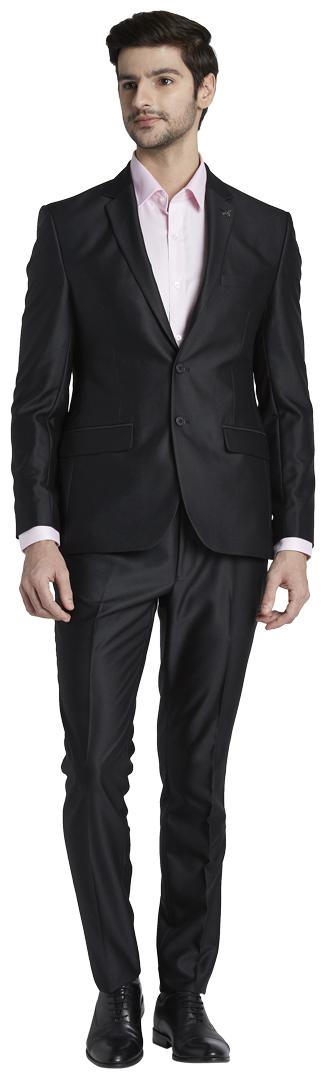 

Parx Men Rayon Solid Single Breasted Suit Black