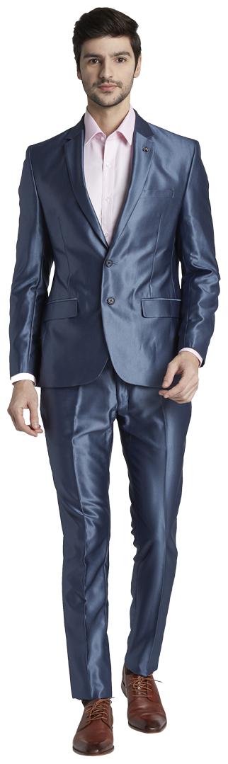 

Parx Men Rayon Solid Single Breasted Suit Blue
