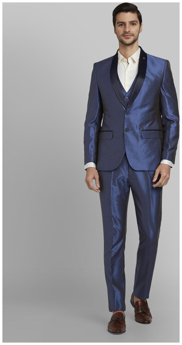 

Parx Men Rayon Regular Fit Single Breasted Suit Blue