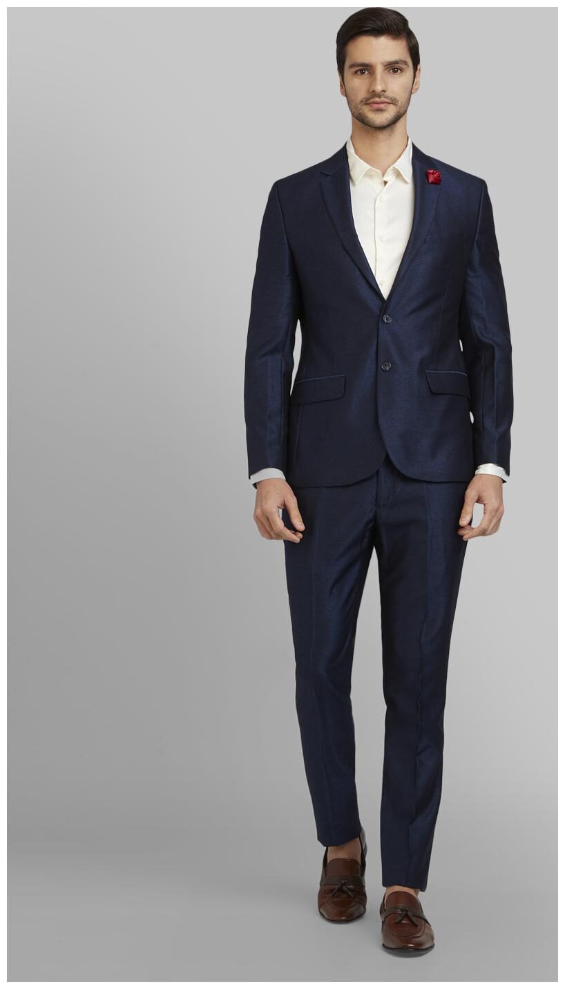 

Parx Men Rayon Regular Fit Single Breasted Suit Blue