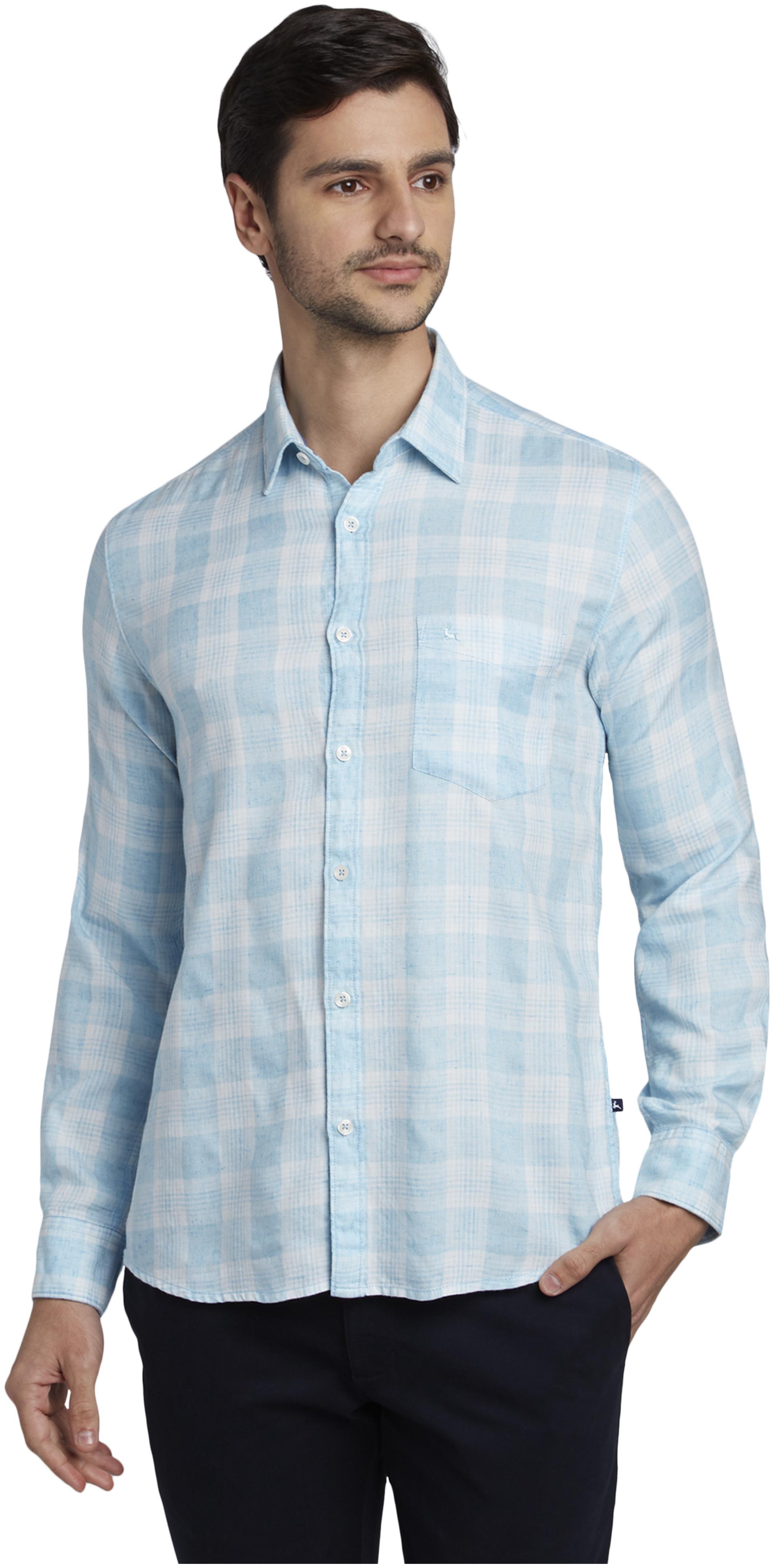 

Parx Men Blue Checked Slim Fit Casual Shirt