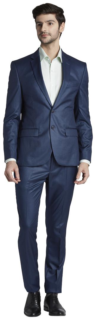 

Parx Men Rayon Solid Single Breasted Suit Blue