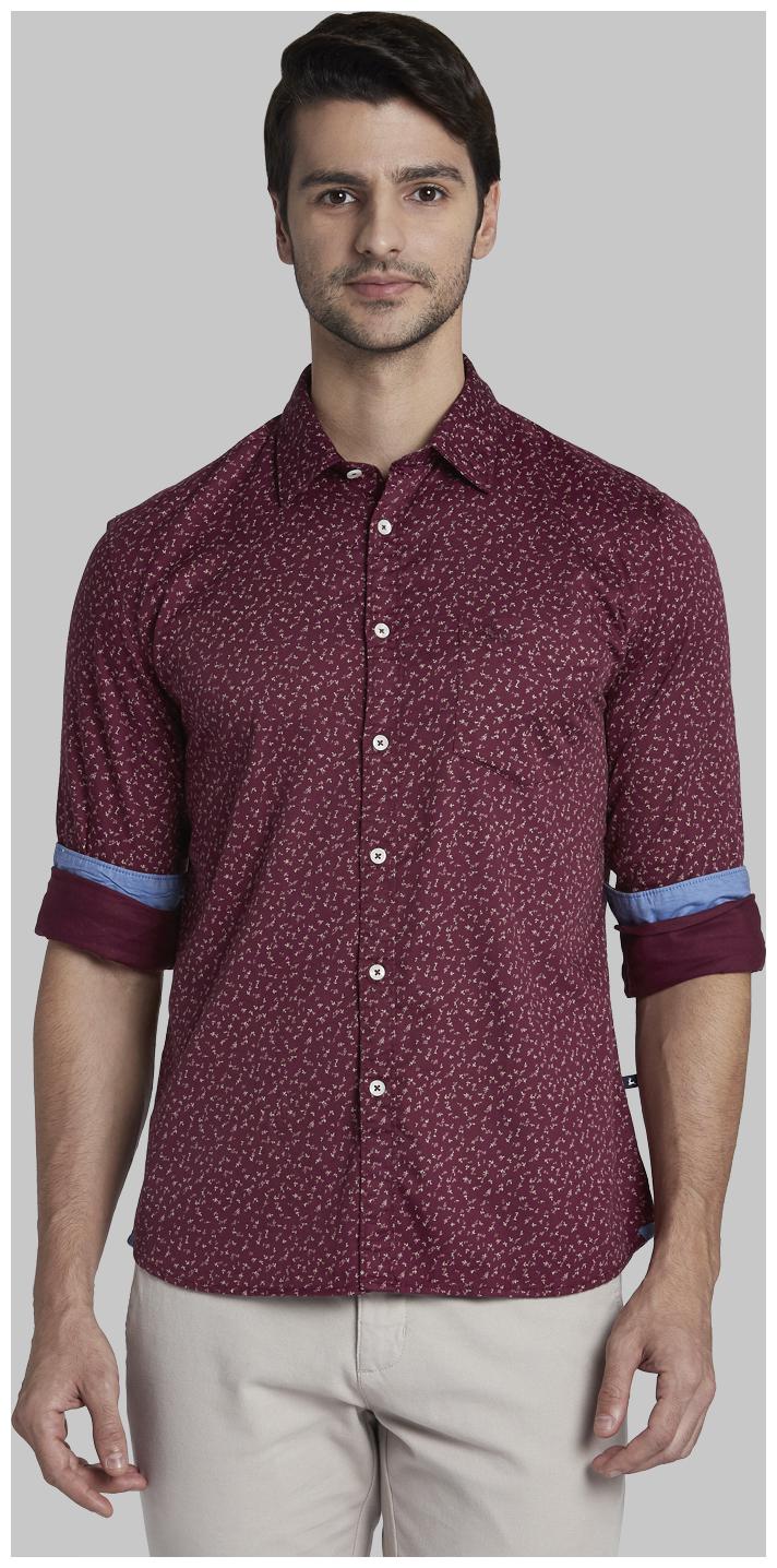

Parx Men Red Geometric Slim Fit Casual Shirt
