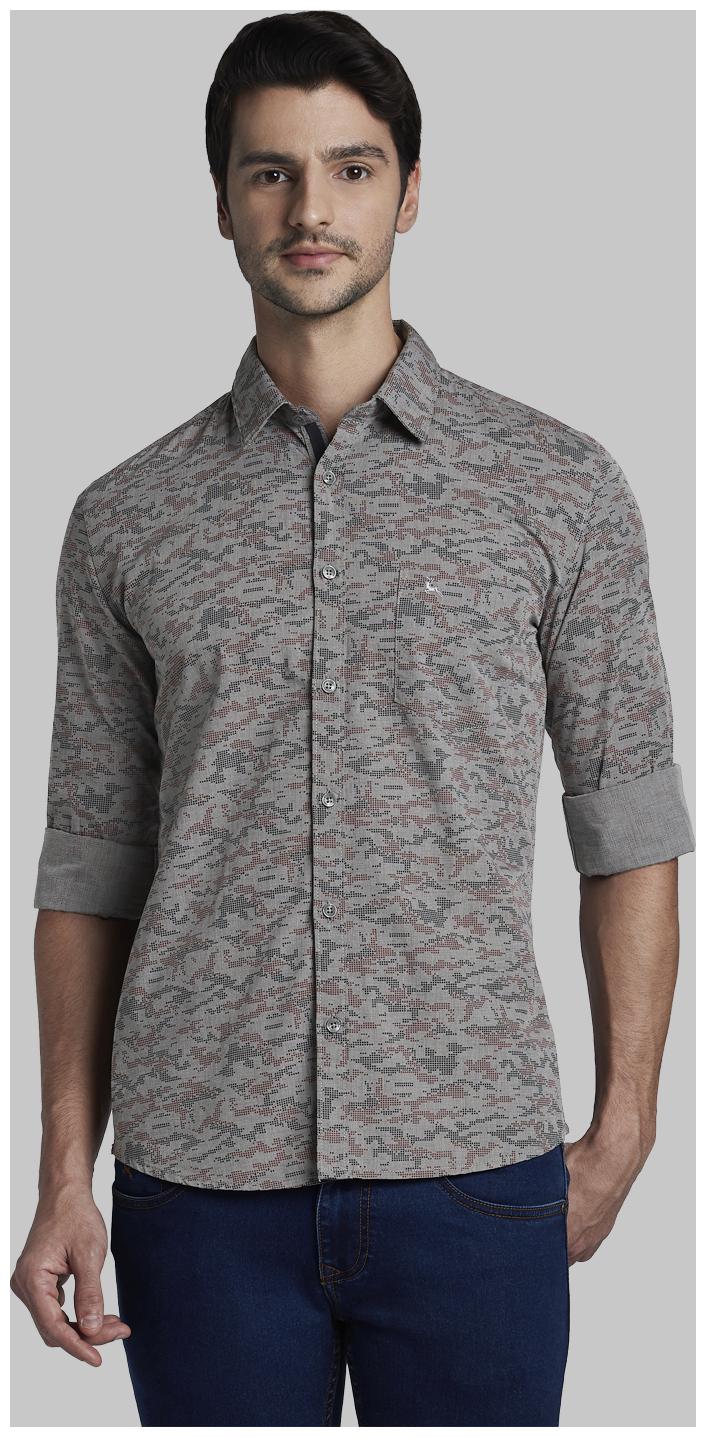 

Parx Men Grey Camouflage Slim Fit Casual Shirt
