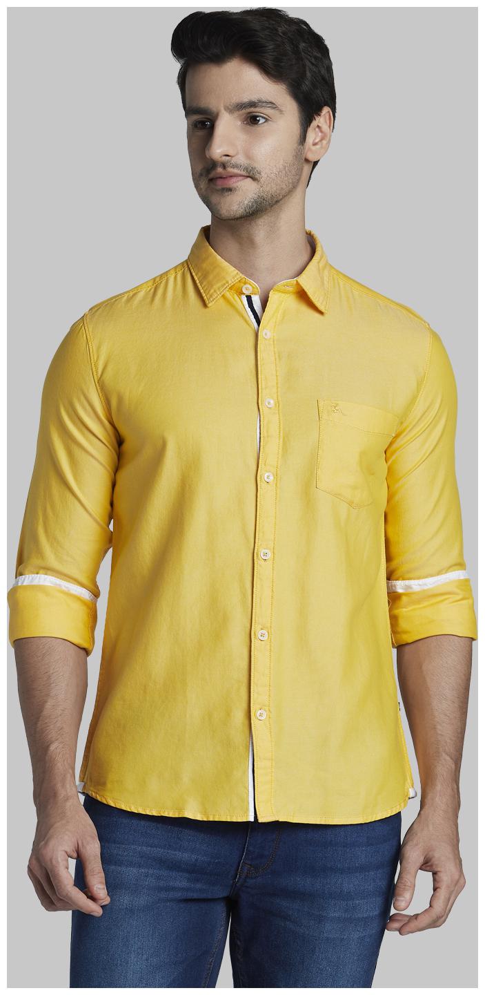 

Parx Men Yellow Solid Slim Fit Casual Shirt