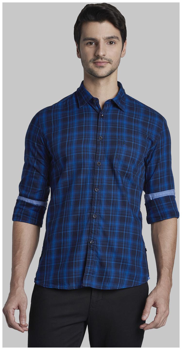 

Parx Men Blue Checked Slim Fit Casual Shirt