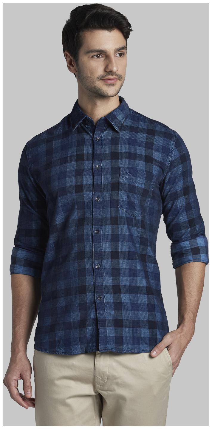 

Parx Men Blue Checked Slim Fit Casual Shirt