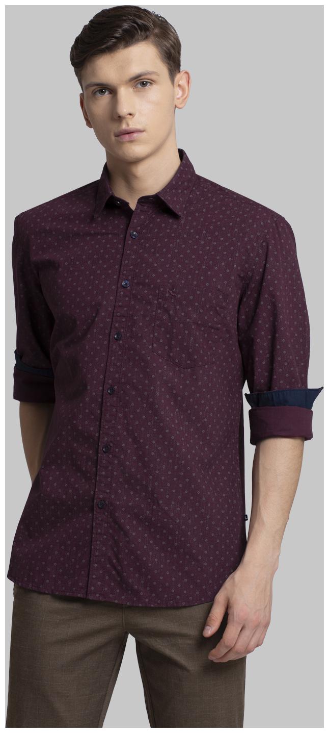 

Parx Men Maroon Polka Dots Slim Fit Casual Shirt