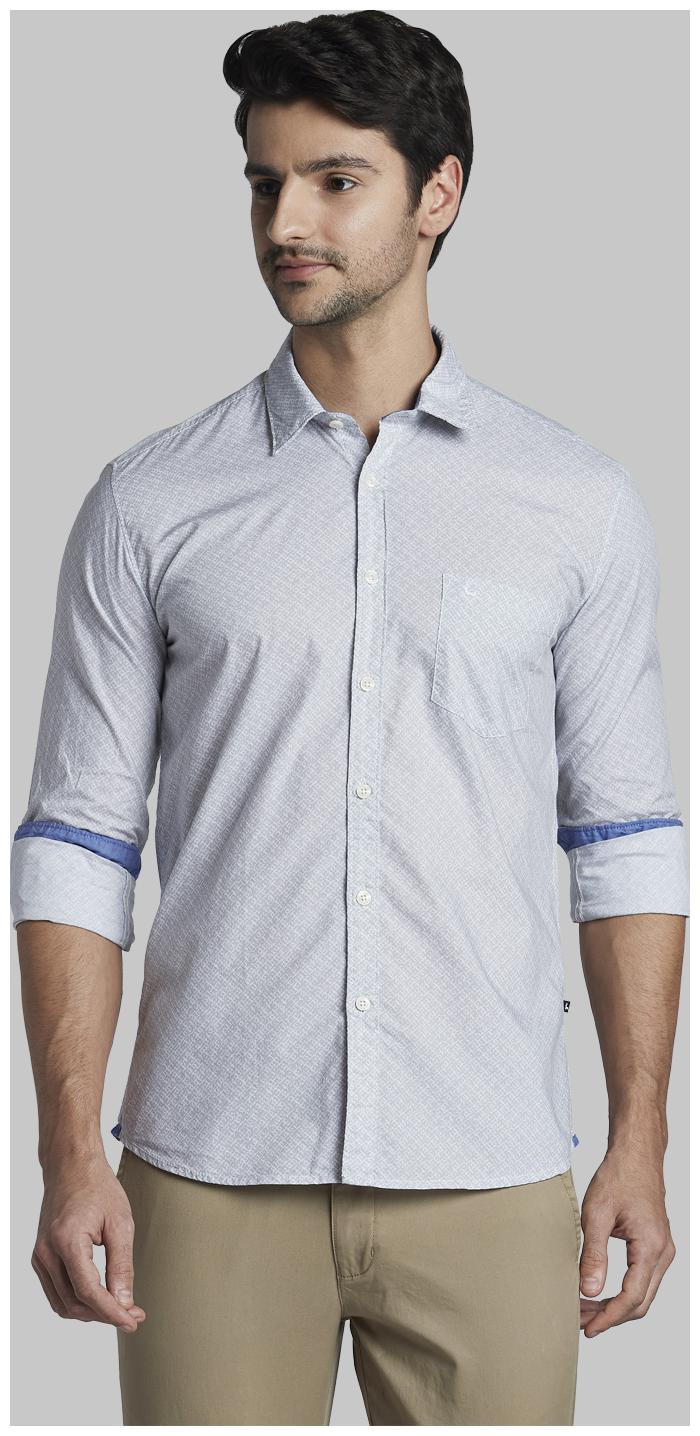 

Parx Men Grey Printed Slim Fit Casual Shirt