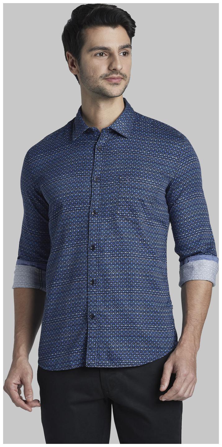 

Parx Men Blue Printed Slim Fit Casual Shirt