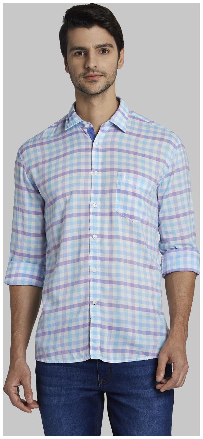 

Parx Men Blue Checked Slim Fit Casual Shirt