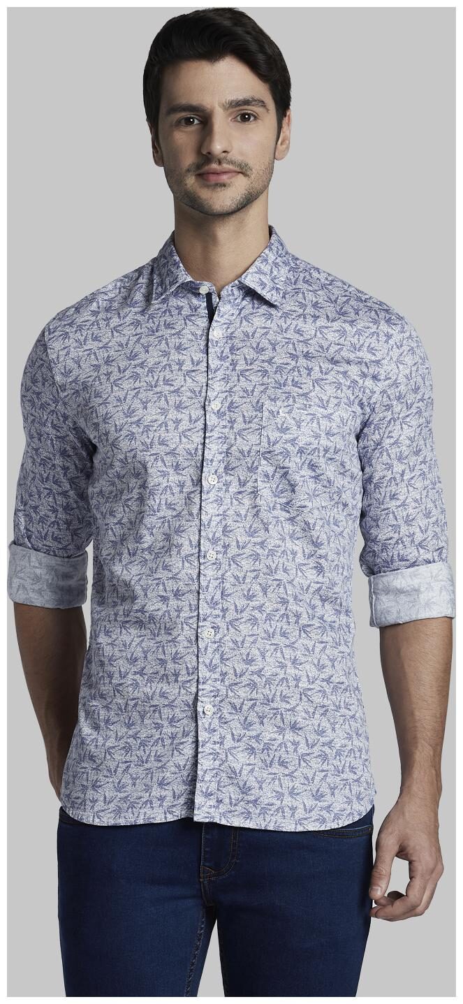 

Parx Men Blue Floral Slim Fit Casual Shirt