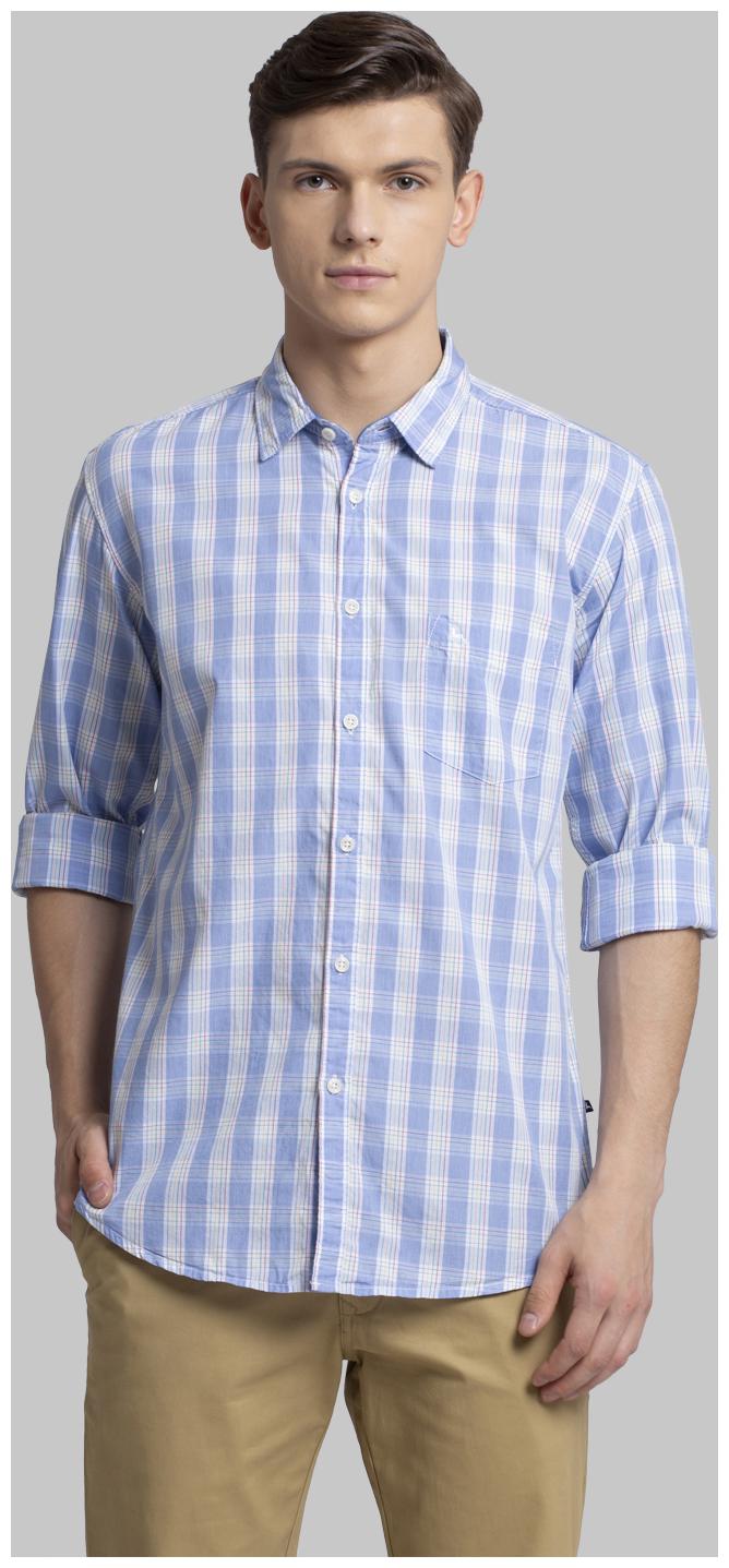 

Parx Men Blue Checked Slim Fit Casual Shirt