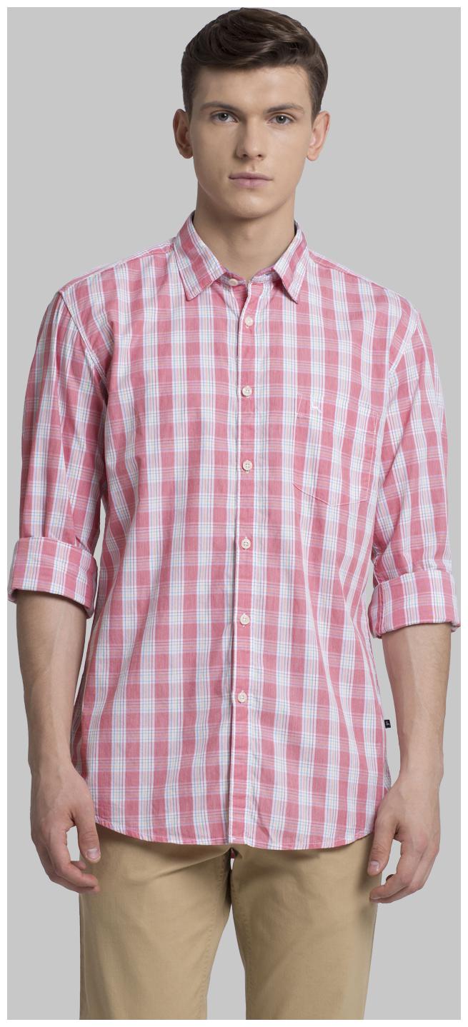 

Parx Men Orange Checked Slim Fit Casual Shirt