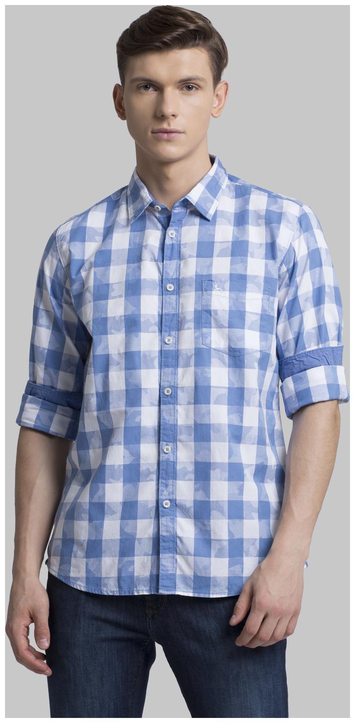 

Parx Men Blue Checked Slim Fit Casual Shirt
