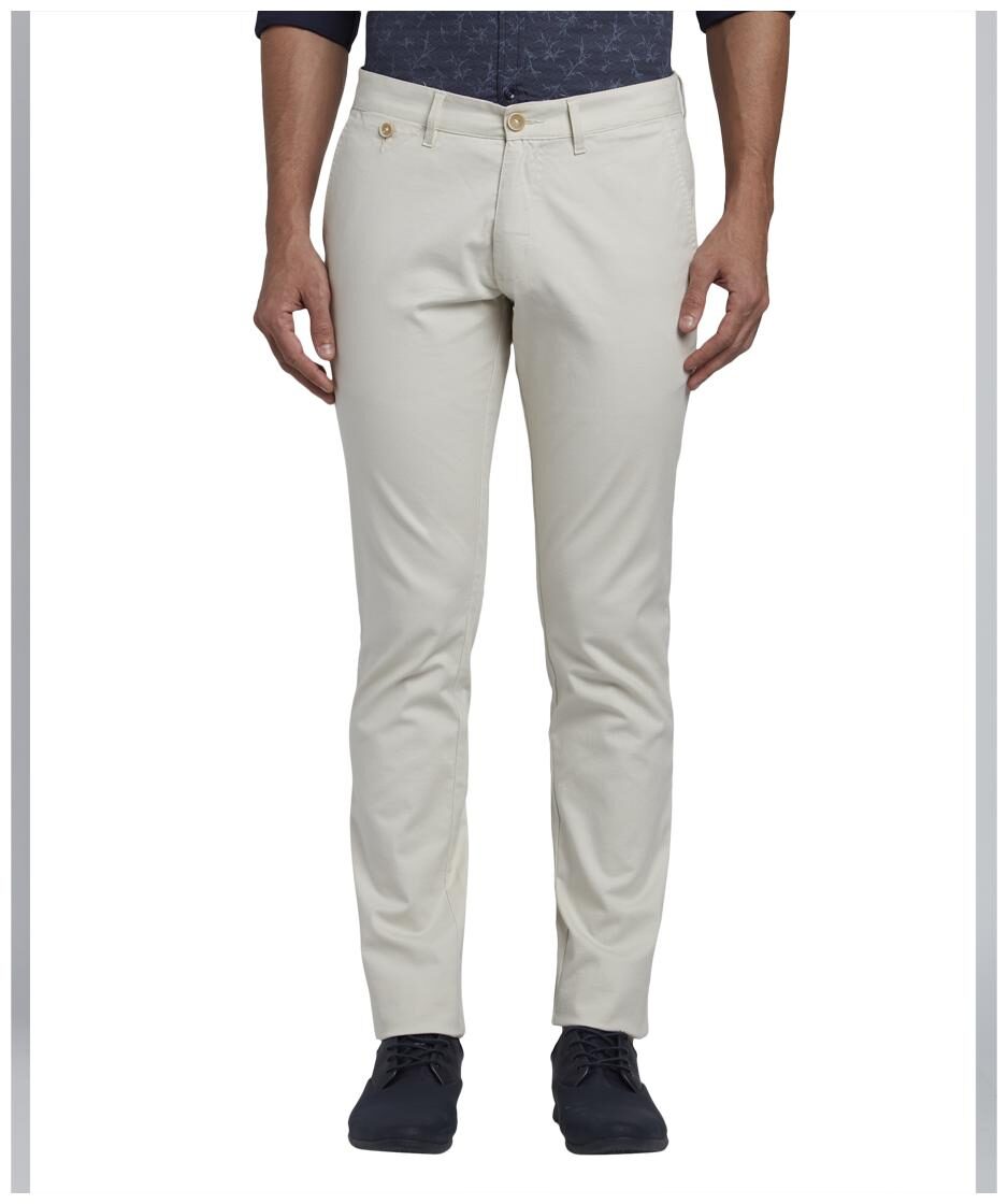 

Parx Men White Solid Tapered fit Regular trousers