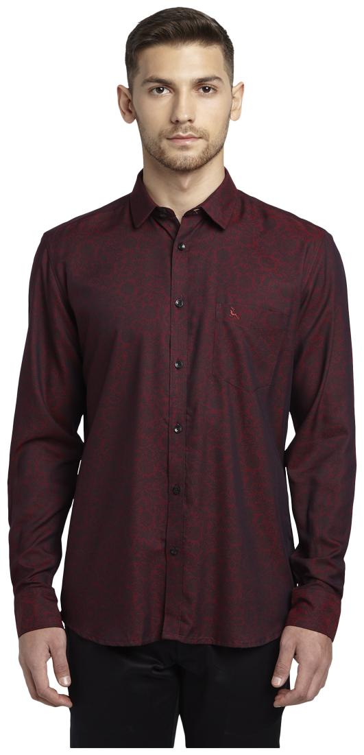 

Parx Men Red Printed Slim Fit Casual Shirt