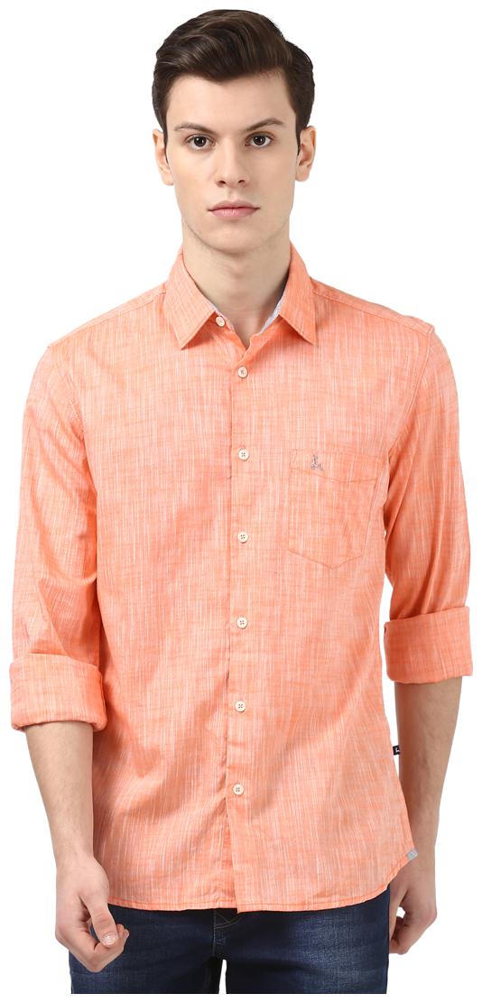 

Parx Men Orange Printed Slim Fit Casual Shirt