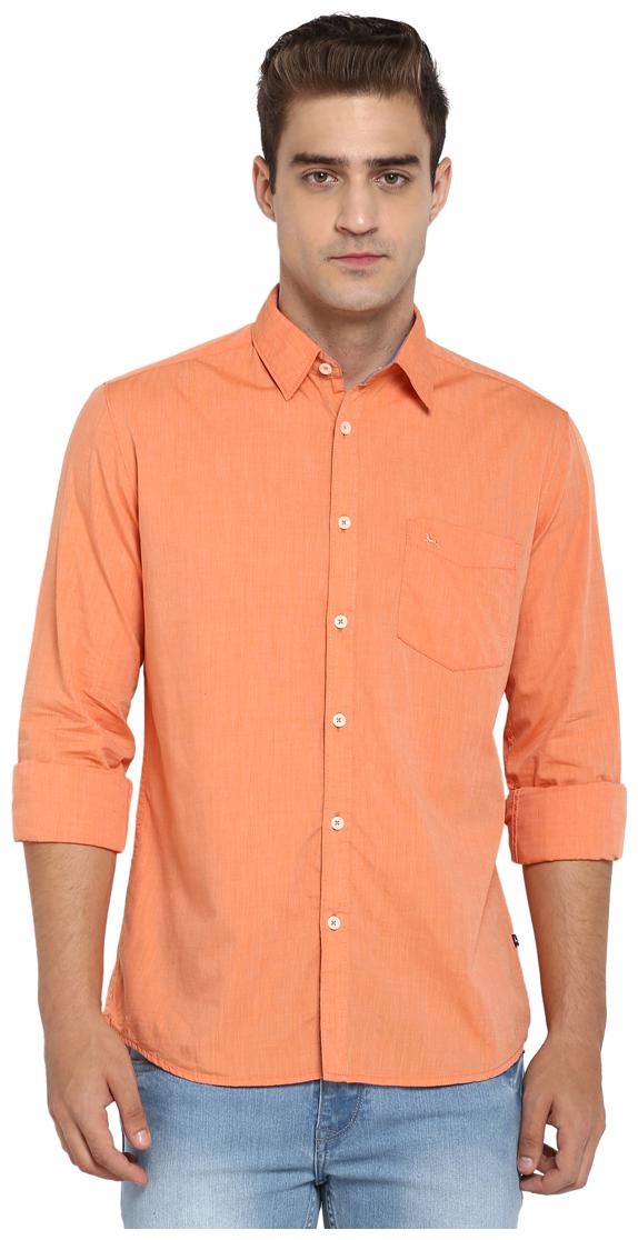 

Parx Men Orange Solid Slim Fit Casual Shirt