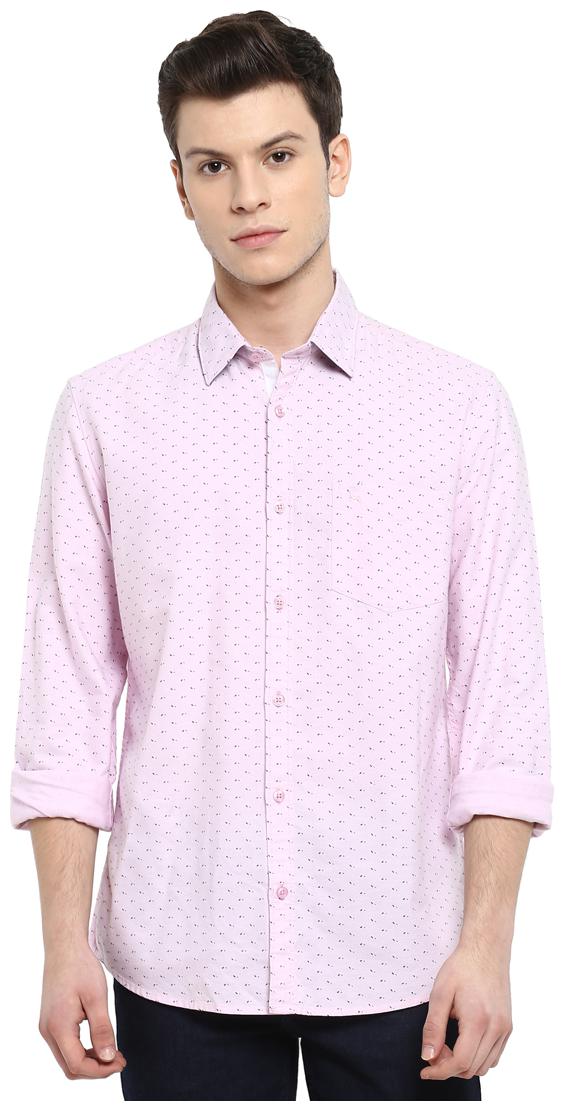 

Parx Men Pink Printed Slim Fit Casual Shirt
