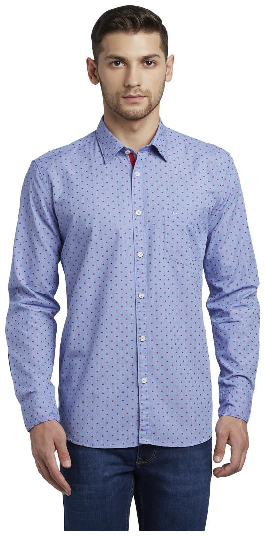 

Parx Men Blue Polka Dots Slim Fit Casual Shirt