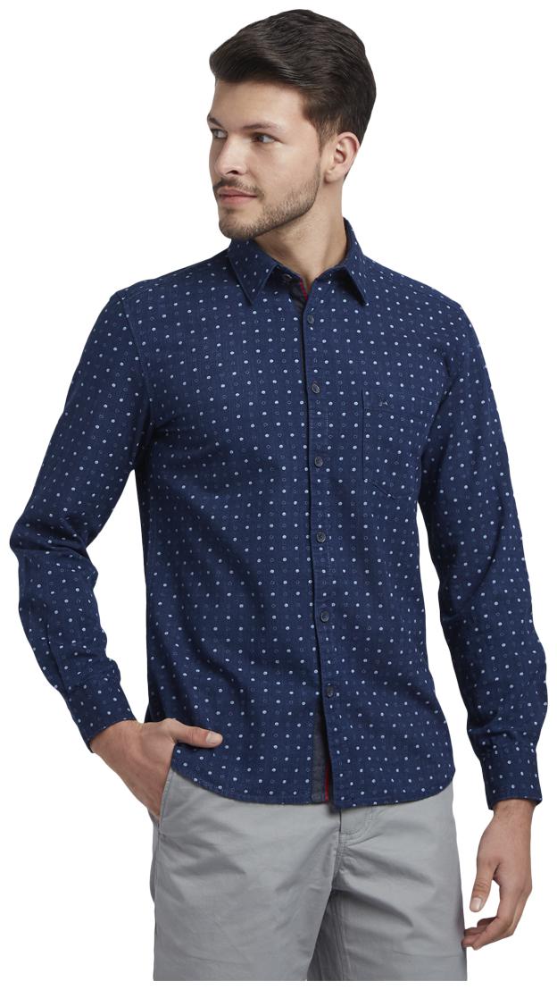 

Parx Men Blue Printed Slim Fit Casual Shirt
