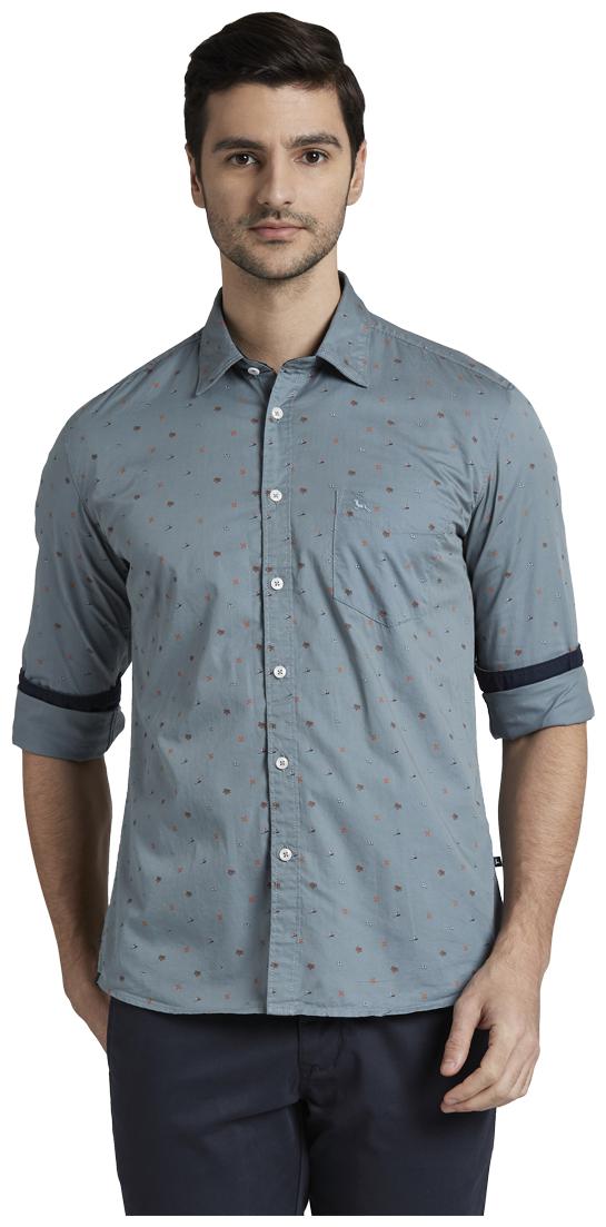 

Parx Men Blue Printed Slim Fit Casual Shirt