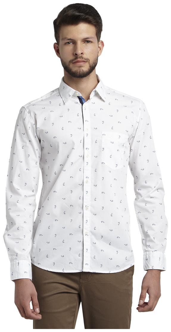 

Parx Men White Printed Slim Fit Casual Shirt
