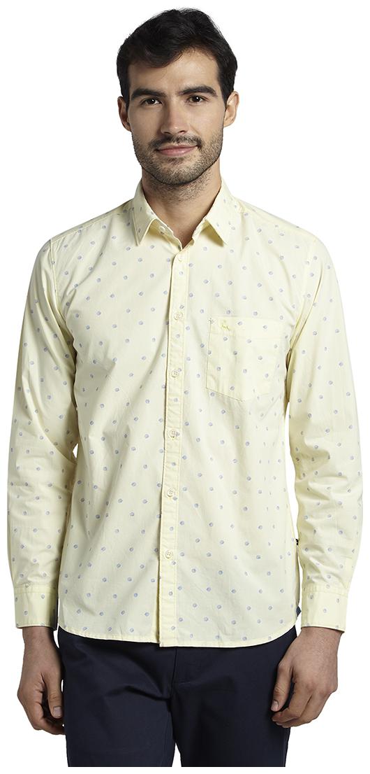 

Parx Men Yellow Printed Slim Fit Casual Shirt