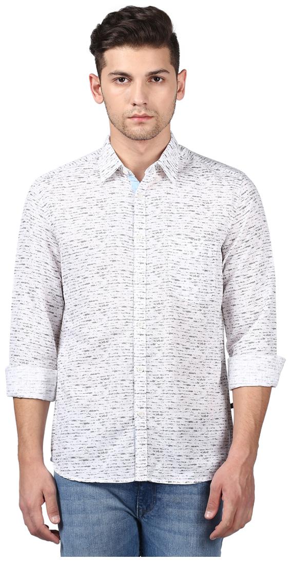 

Parx Men White Printed Slim Fit Casual Shirt