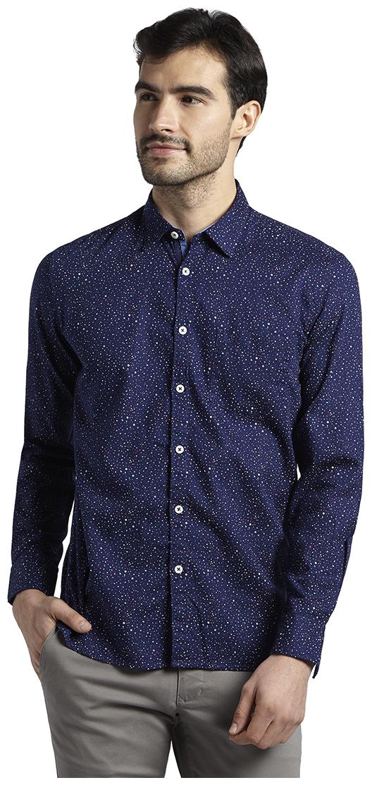 

Parx Men Blue Printed Slim Fit Casual Shirt