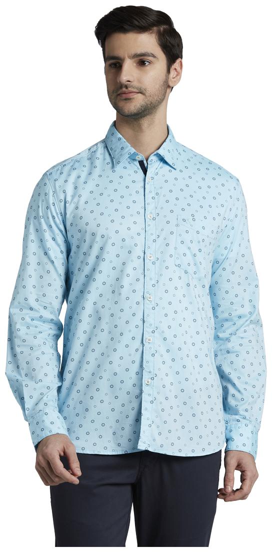 

Parx Men Blue Printed Slim Fit Casual Shirt