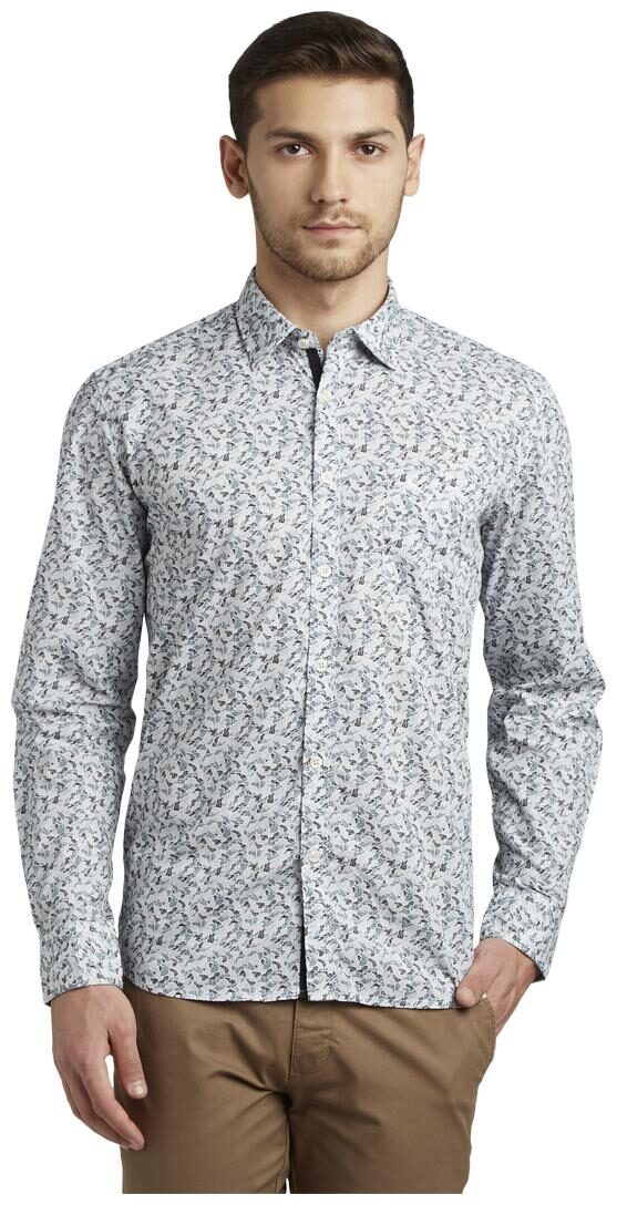 

Parx Men Grey Printed Slim Fit Casual Shirt