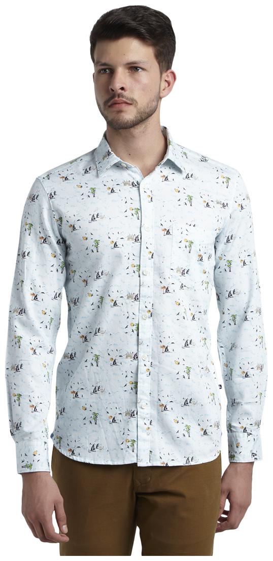 

Parx Men Blue Printed Slim Fit Casual Shirt