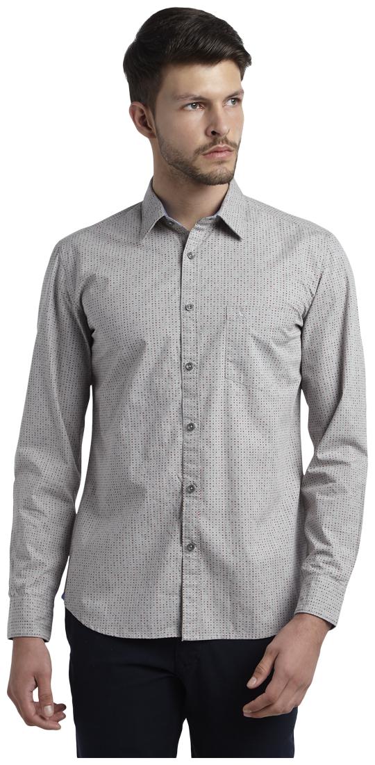 

Parx Men Grey Printed Slim Fit Casual Shirt