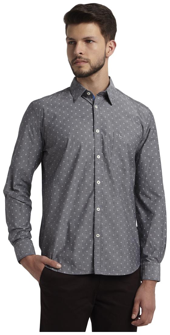 

Parx Men Grey Printed Regular Fit Casual Shirt