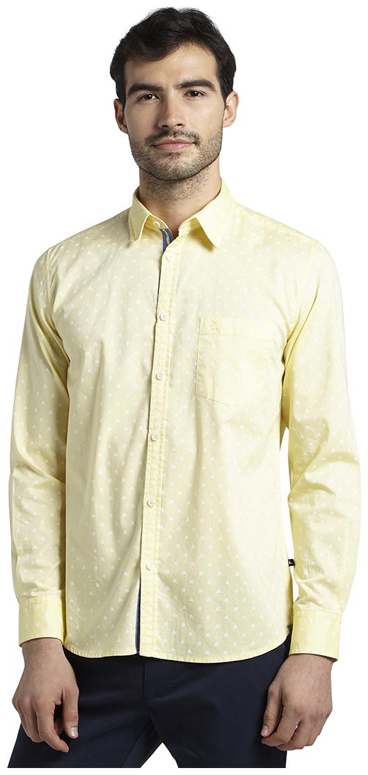

Parx Men Yellow Printed Slim Fit Casual Shirt