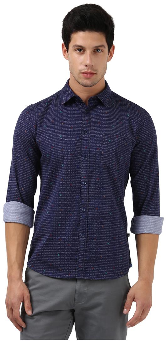 

Parx Men Blue Printed Slim Fit Casual Shirt