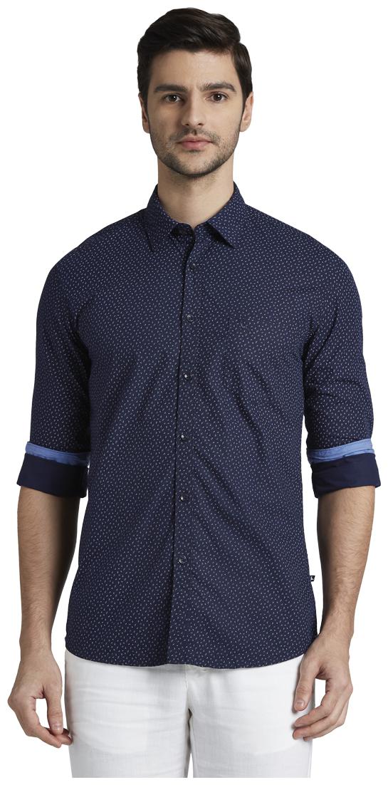 

Parx Men Blue Printed Slim Fit Casual Shirt