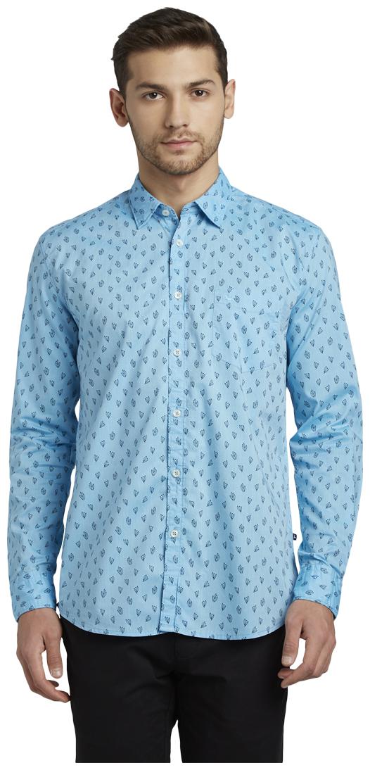 

Parx Men Blue Printed Slim Fit Casual Shirt