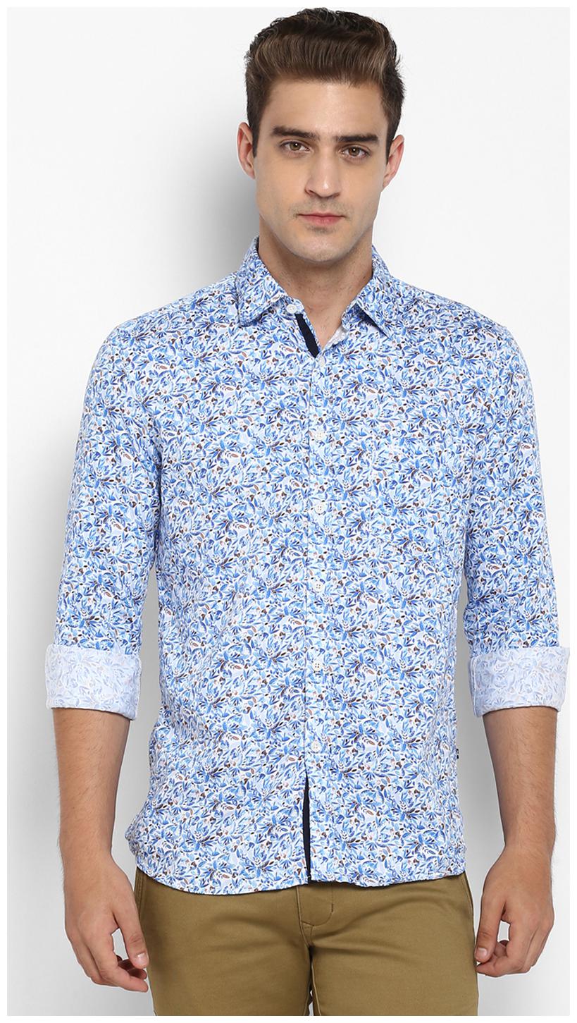 

Parx Men Blue Printed Slim Fit Casual Shirt