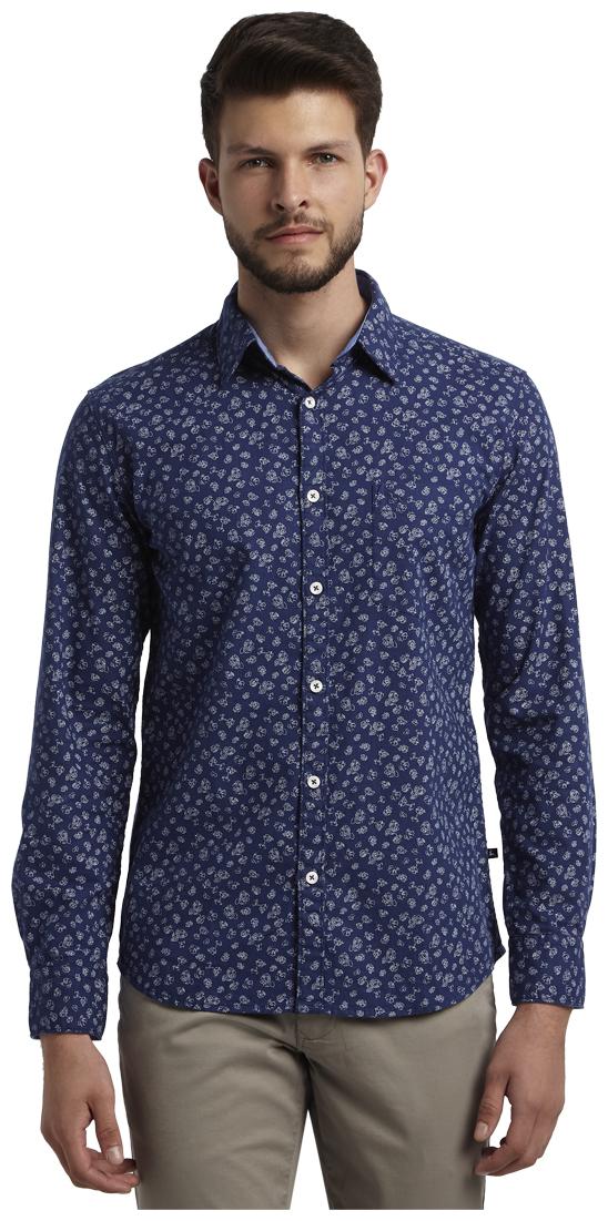 

Parx Men Blue Printed Slim Fit Casual Shirt