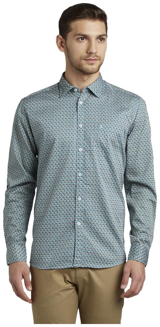 

Parx Men Blue Printed Slim Fit Casual Shirt