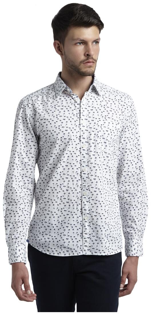 

Parx Men Blue Printed Slim Fit Casual Shirt