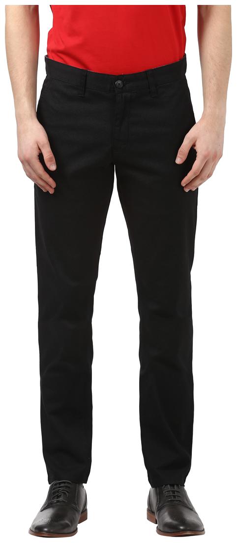 

Parx Men Black Textured Tapered fit Wrinkle free Regular trousers